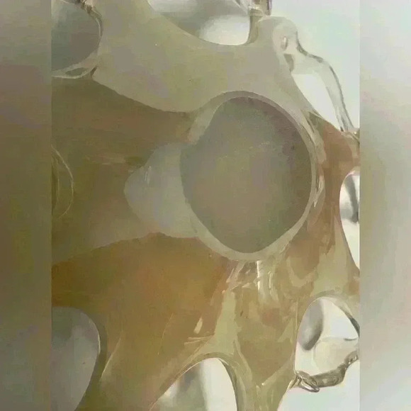 Decorative 8 Point Blown Glass Bowl/Dish Murano Style Opal/Pearl Art - Picture 8 of 10